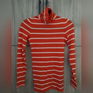 Club Monaco Julianna Wool Cashmere Turtle Neck Fitted Sweater Size S Orange Whit